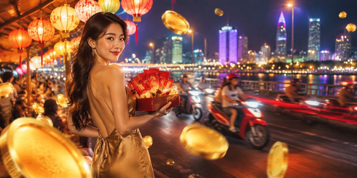 Phong cảnh đèn lồng chợ đêm phồn hoa tại Đà Nẵng